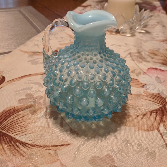 Fenton Other - Vintage Fenton Rare Blue Milkglass hobnail pitcher